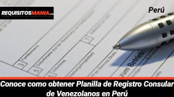 Planilla de Registro Consular de Venezolanos en Perú 